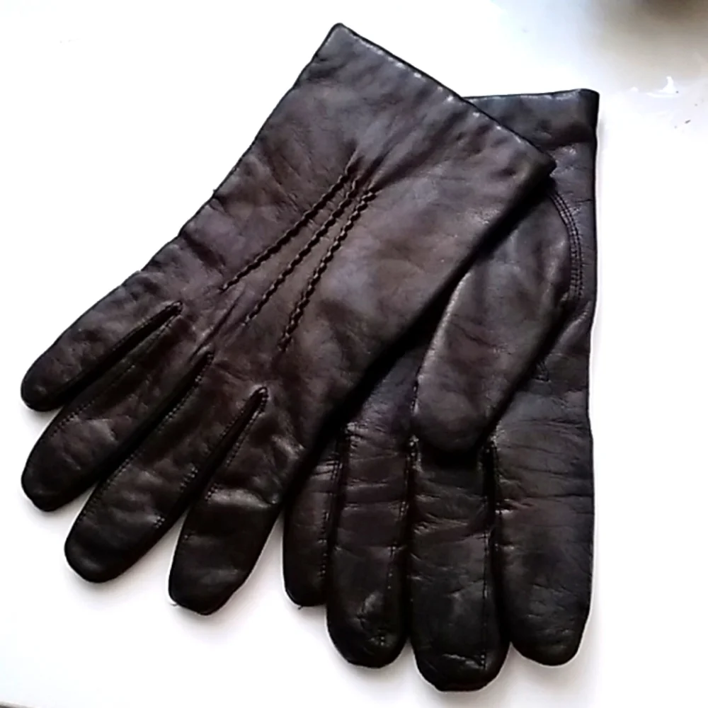 SAKS Fifth Av. Leather Gloves Women's  sz XL